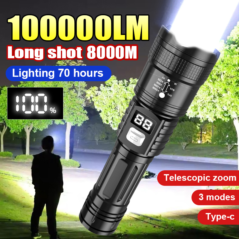 100000LM Super Bright Led Flas - đánh giá và giá Outdoor Camping Accessories