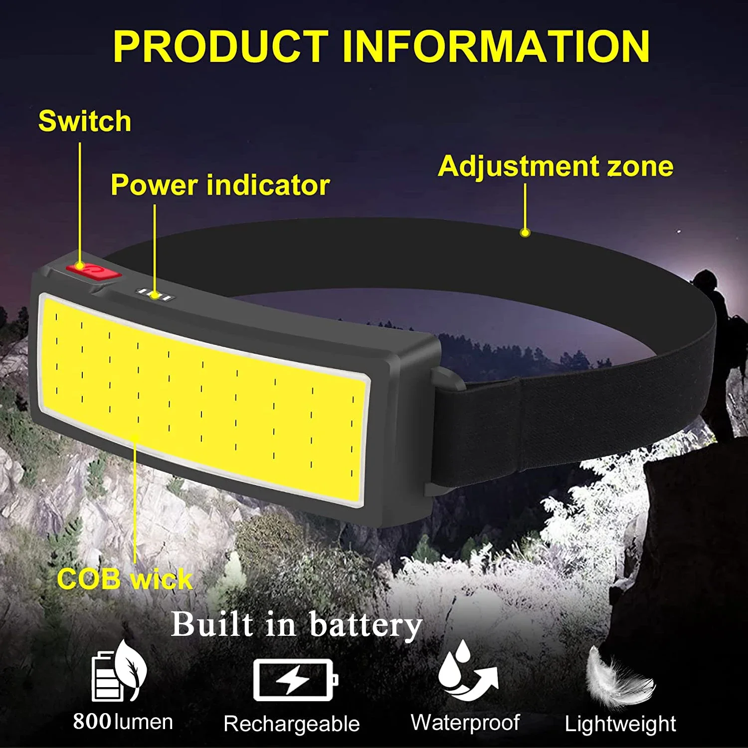 COB Portable LED Headlights Ou - đánh giá và giá Outdoor Camping Adventure Lamp