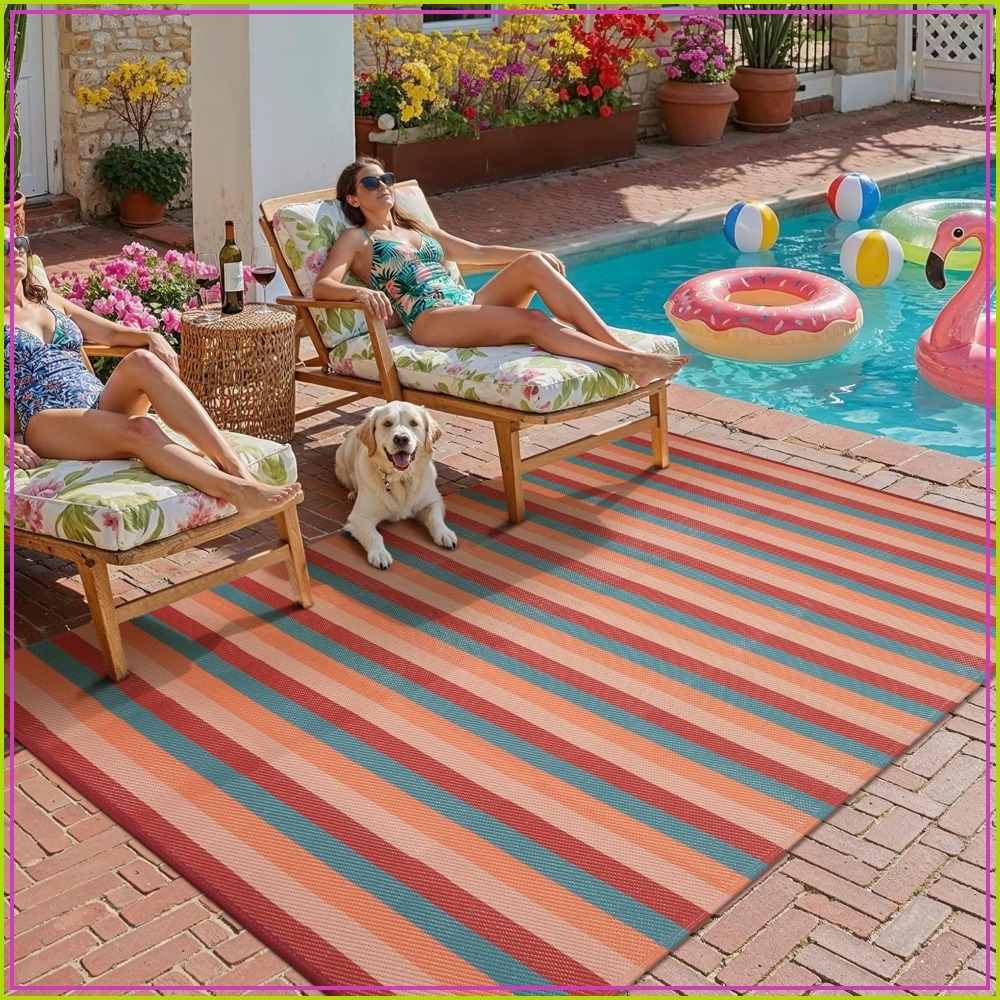 5x8 Outdoor Rug Orange Red Str - đánh giá và giá Outdoor Camping Rug Waterproof