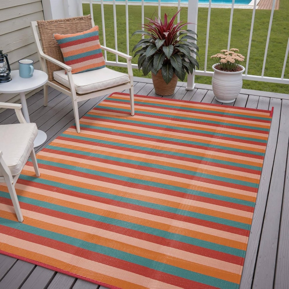 5x8 Outdoor Rug Orange Red Str - đánh giá và giá Outdoor Camping Rug Waterproof