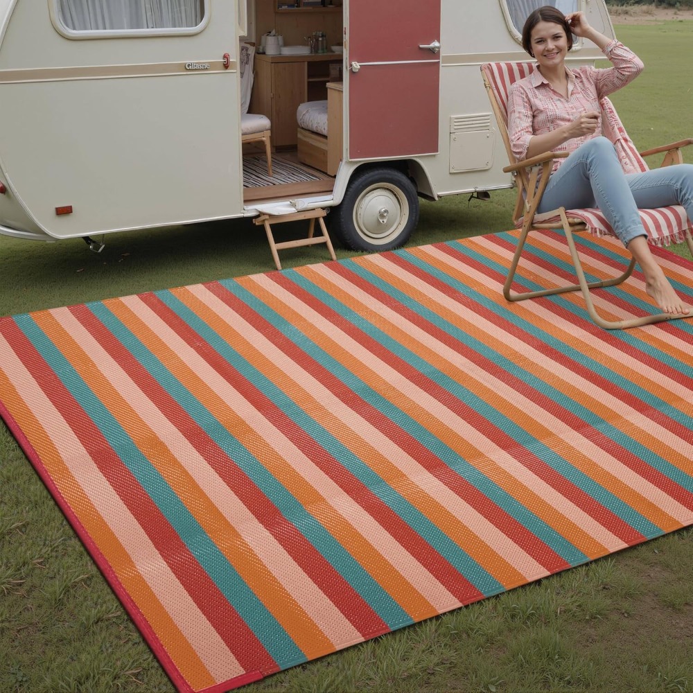 5x8 Outdoor Rug Orange Red Str - đánh giá và giá Outdoor Camping Rug Waterproof